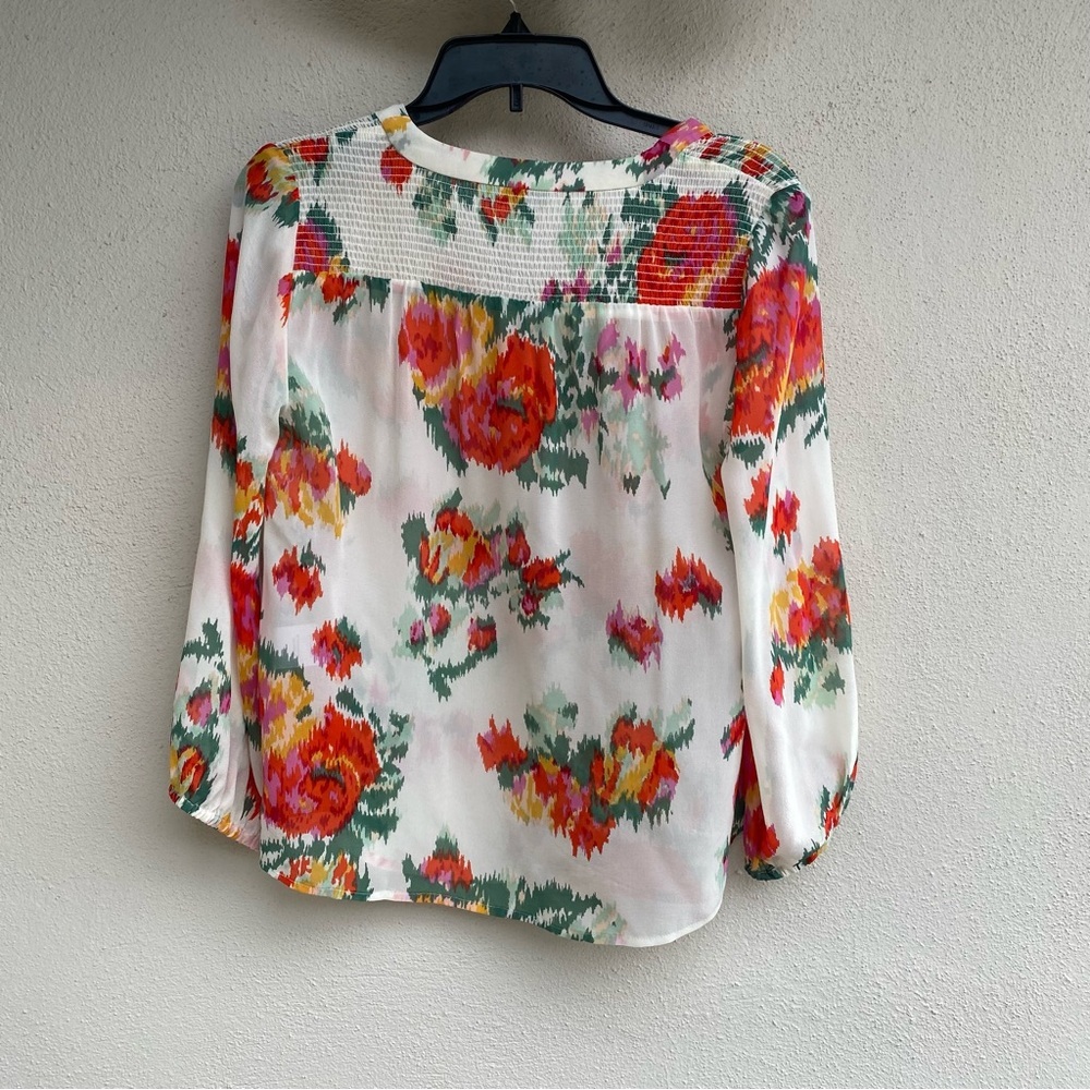 Joie - White & Multicolor Abstract Floral Print Silk “Axcel" Blouse Sz XS - Picture 14 of 14